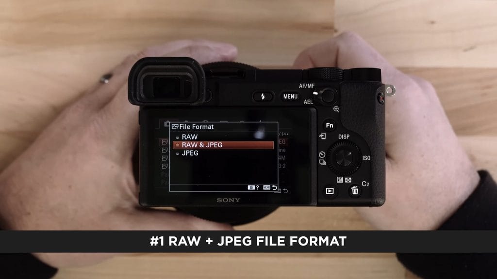 Sony a6400 File Format set to RAW and JPEG