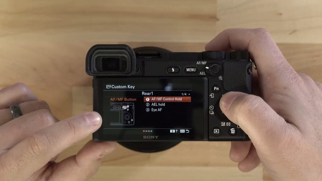 Sony a6400 Custom Key settings screen