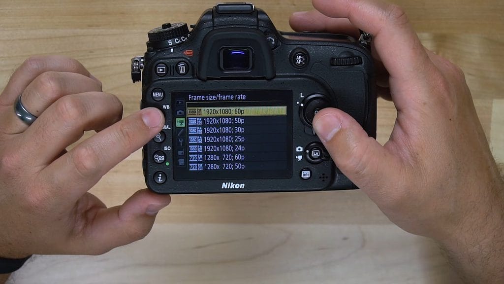 Nikon D7200 Movie Shooting Menu frame size and frame rate 1920x1080 60p