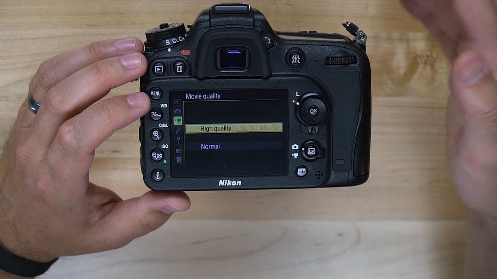 Nikon D7200 movie quality set to High quality
