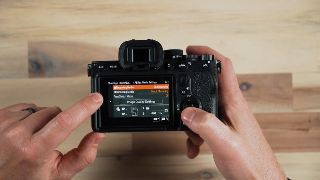 Sony a7 IV Beginner's Guide: How to Use Your New Camera 14 Sony a7 IV Recording Media set to Sort Recording